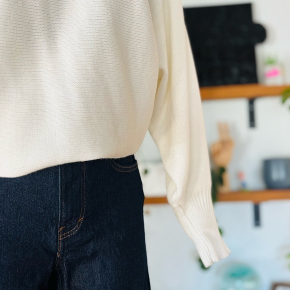 Sequin Embellished Sweater – White Knit with Black & Silver Accents - Picture 6 of 12